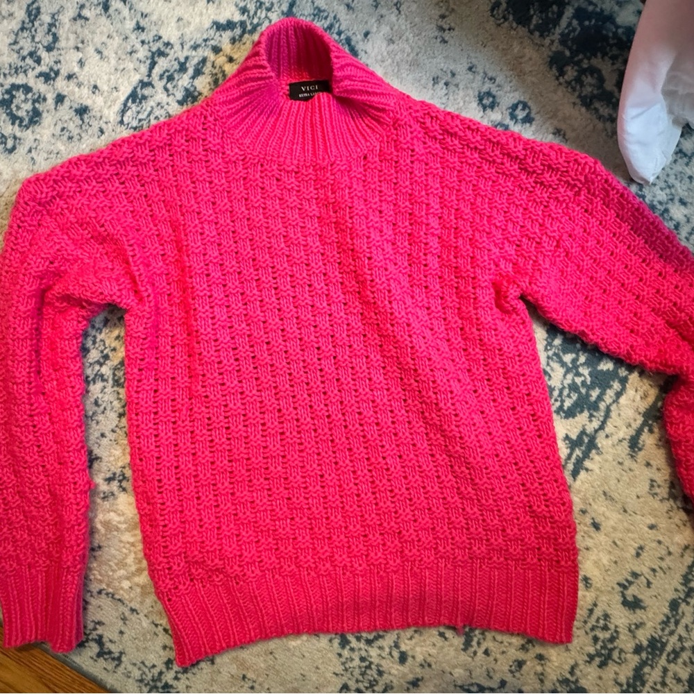 Vici Fuchsia Cowl Neck Sweater